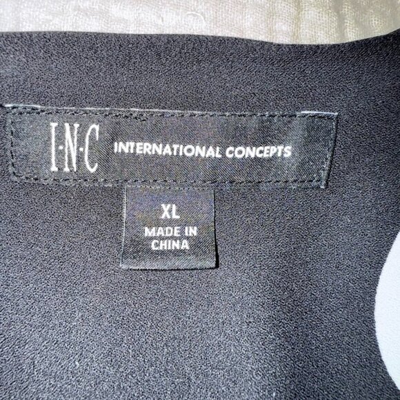 INC  Black and White Polka Dot Long Sleeve Blouson Top, Size XLG - Picture 7 of 7